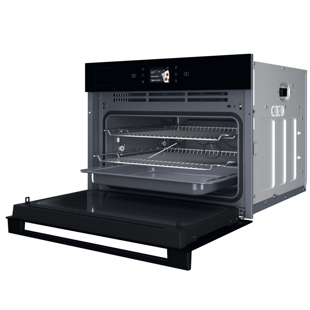 Bauknecht Mikrowelle Einbaugerät BCT9A9PHTSKA Schwarz Elektronisch 53 Kombinationsbetrieb mit Mikrowelle 950 Perspective open