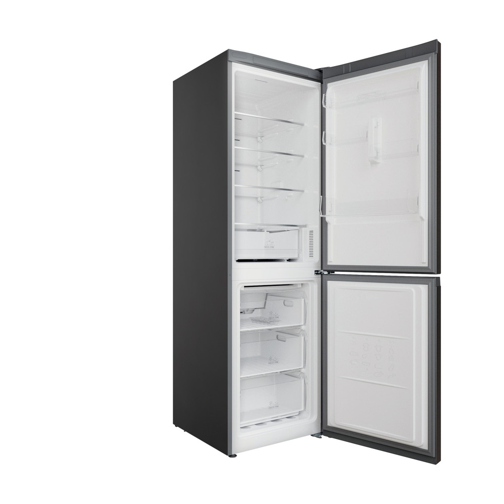 Hotpoint Fridge-Freezer Combination Free-standing H5X 82O SX Saturn Steel 2 doors Perspective open