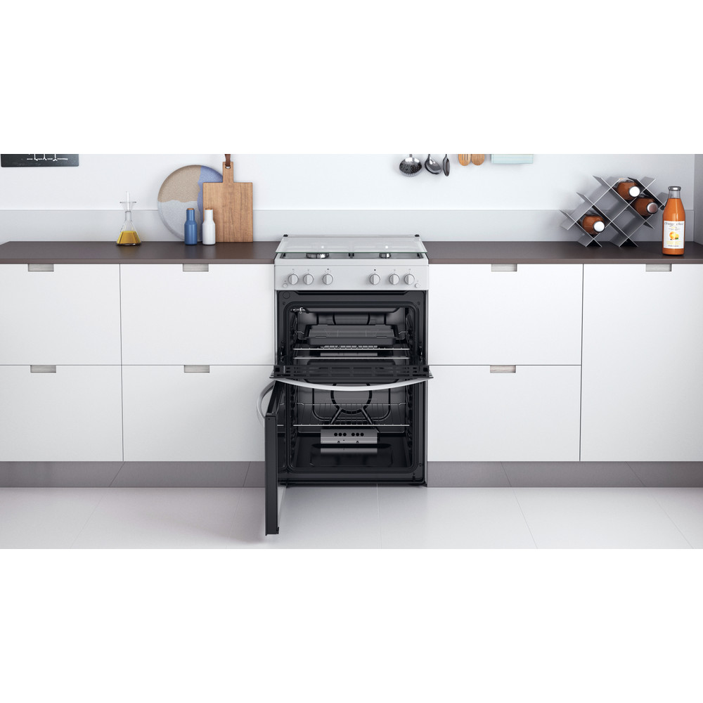 Indesit Double Cooker ID67G0MCW/UK White A+ Lifestyle frontal open