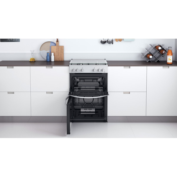 Indesit Double Cooker ID67G0MCW/UK White A+ Lifestyle frontal open