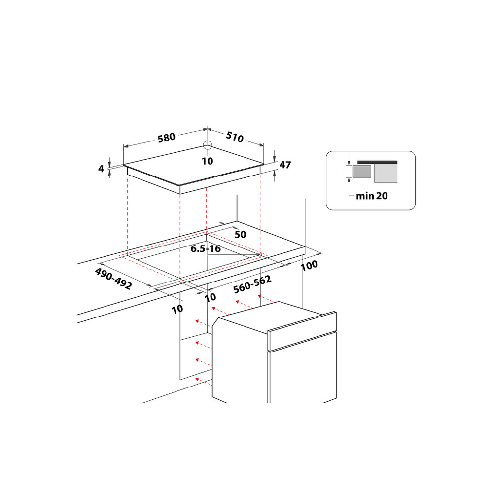 Bauknecht Piano cottura EKI 4472 IN Nero Radiant vitroceramic Technical drawing