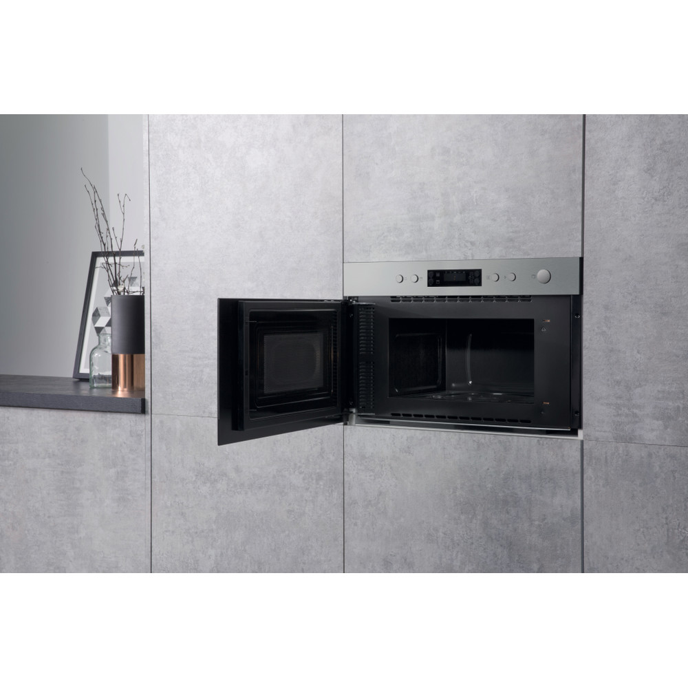 Hotpoint Microwave Built-in MN 314 IX H Stainless Steel Electronic 22 MW+Grill function 750 Lifestyle perspective open