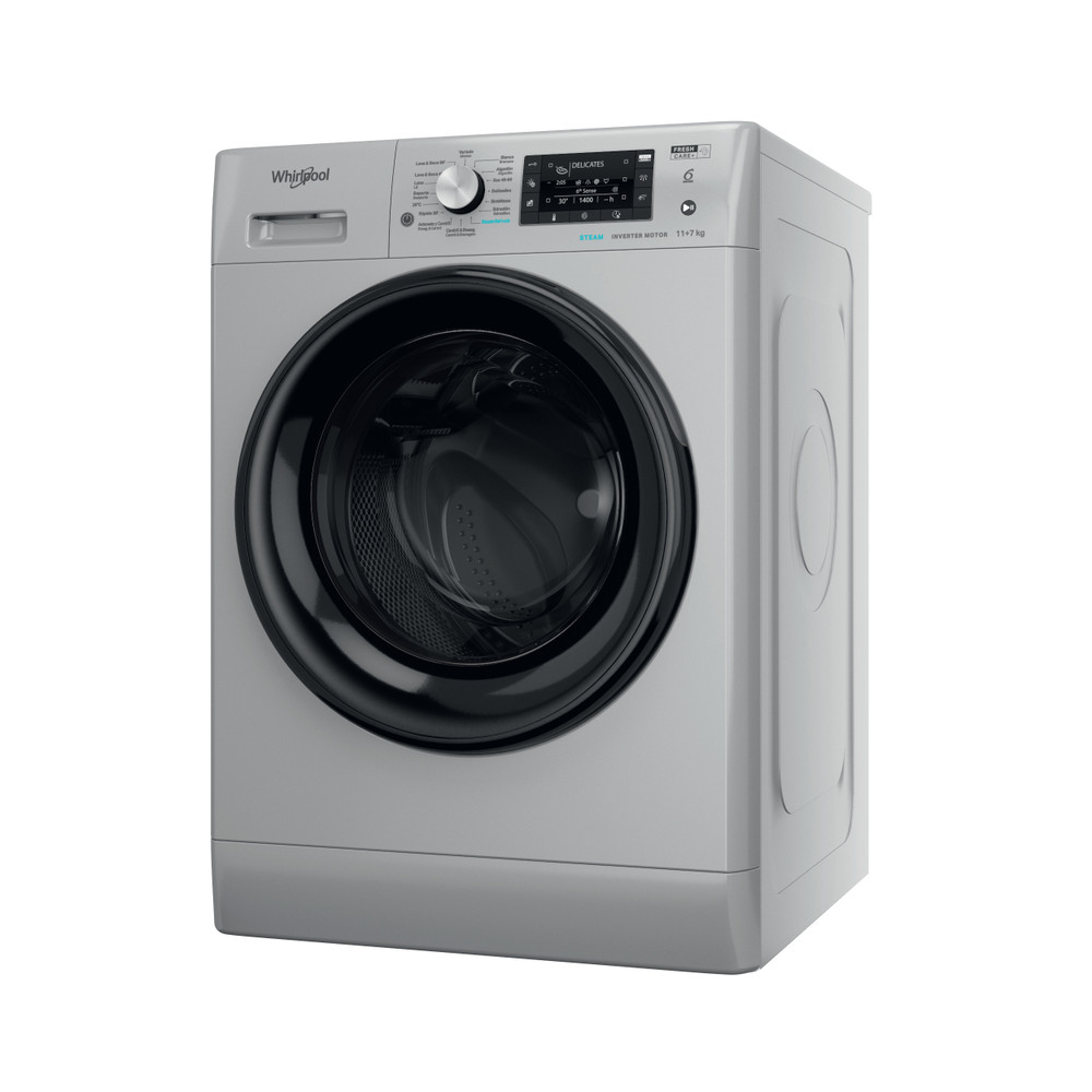 Whirlpool Lavadora secadora Libre instalación FFWDD 1174269 SBV SPT Plata Cargador frontal Perspective