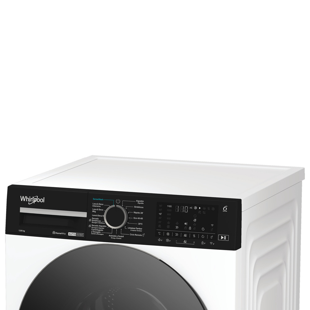 Whirlpool Lavadora secadora Libre instalación WPD 2836W ADS SPT Blanco Cargador frontal Lifestyle control panel