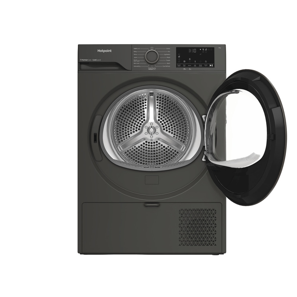 Hotpoint Dryer HHD D90 GG IRE Dark Grey Frontal open