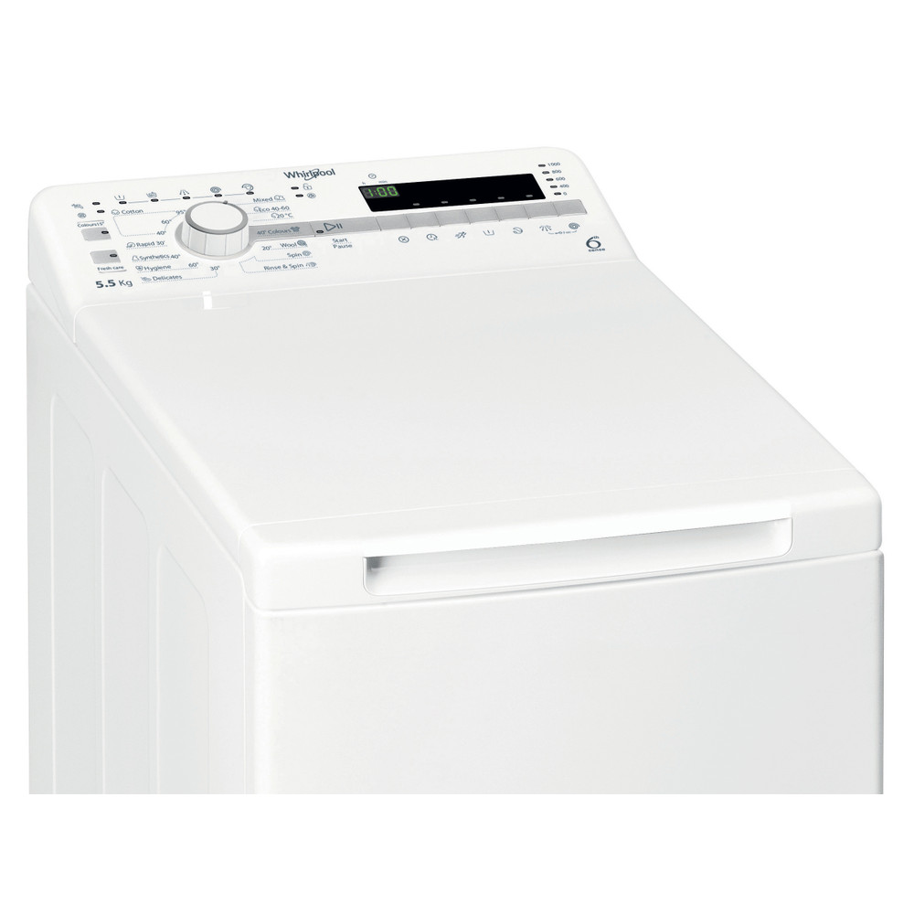 Whirlpool Mosógép Szabadonálló TDLR 55020S EU/N Fehér Felültöltős E Control panel