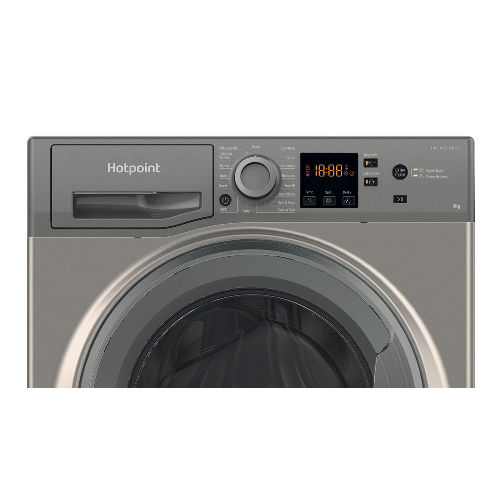 Hotpoint Washing machine Free-standing HNR9 W64 GG IRE Graphite Front loader A Control panel
