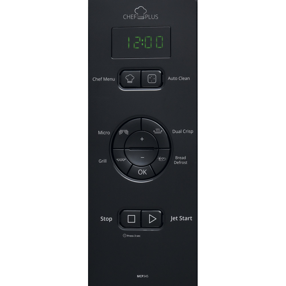 Whirlpool Mikrovågsugn Fristående MCP 345 BL Black Elektronisk 25 MW+grillfunktion 800 Control panel