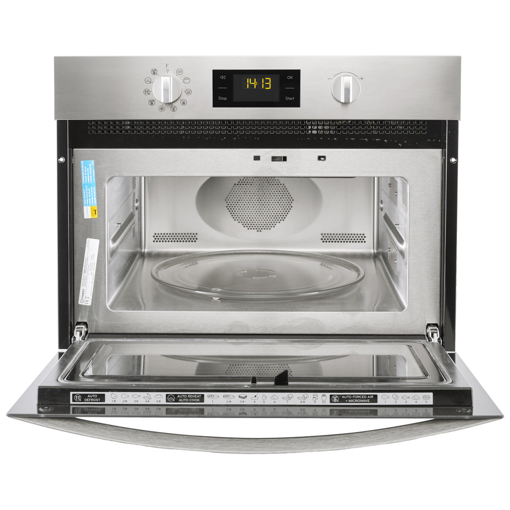 Indesit Four à micro-ondes Encastrable MWI 3445 IX Stainless Steel Électronique 40 Micro-ondes combiné 900 Frontal open