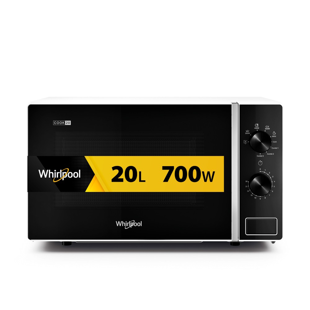 Whirlpool Mikrovlnná trouba Volně stojící MWP 103 W Bílá Mechanické 20 Mikrovlny + Gril 700 Frontal