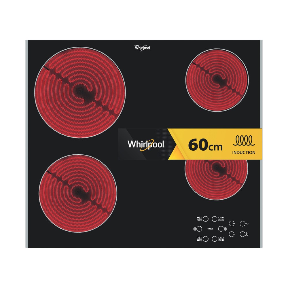 Whirlpool Hob AKT 8090 LX Black Radiant vitroceramic Frontal