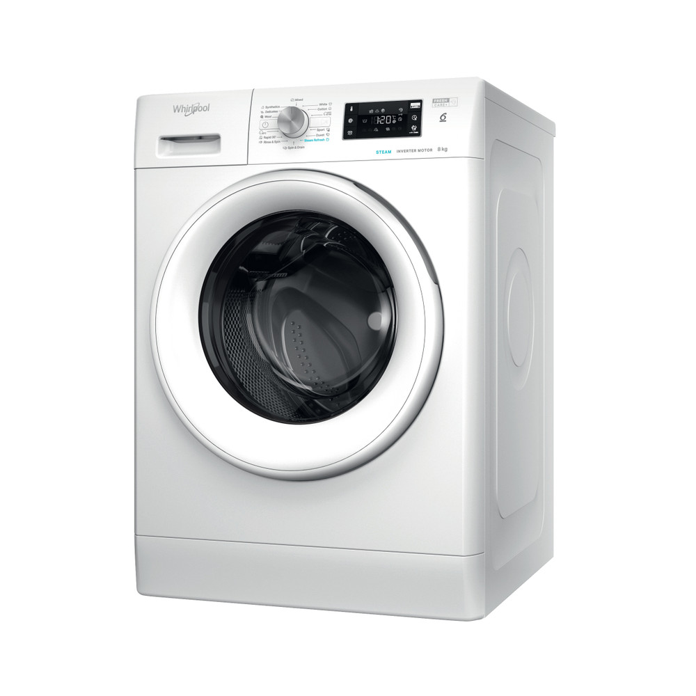 Whirlpool Maşină de spălat rufe Independent FFB 8258 WV EE Alb Încărcare frontală B Perspective