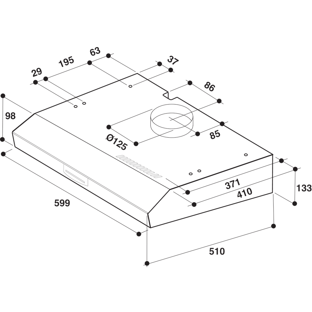 Whirlpool Exaustor Encastre WSLK 66/1 AS X Cinzento Wall-mounted Mec�nico Technical drawing