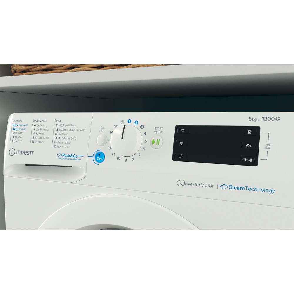 Indesit Mosógép Szabadonálló BWE 81295X WV EE Fehér Elöltöltős B Lifestyle control panel