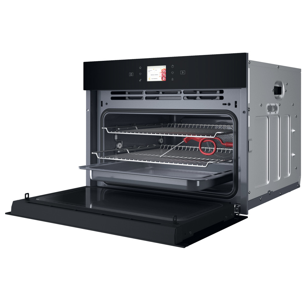 Whirlpool Mikrovlnná trouba Vestavné WCW11O7HTSB Černá Elektronické 53 Mikrovlny kombi 950 Perspective open