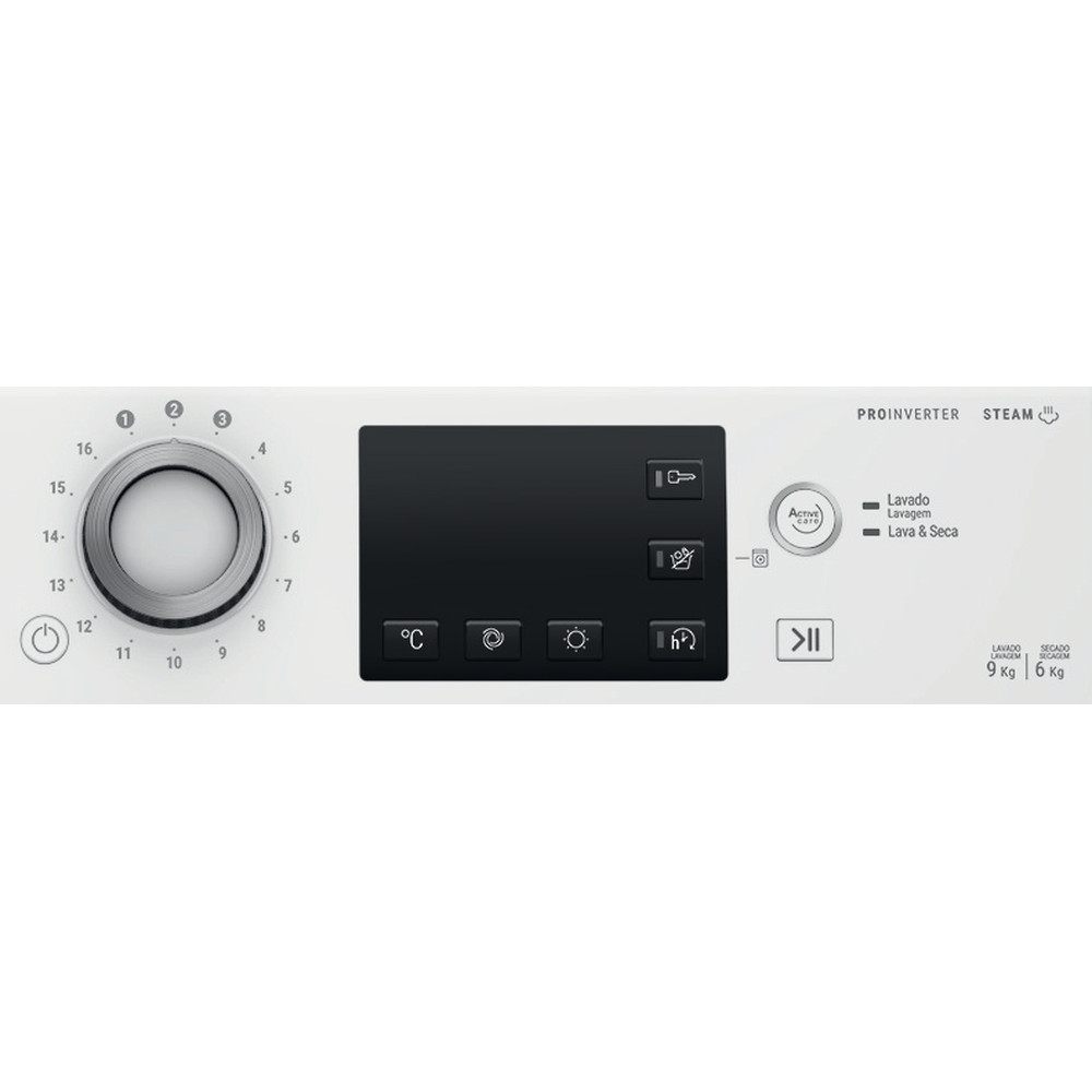 Hotpoint_Ariston Máquina de lavar e secar roupa Livre Instalação NDB 964489 WDA SPT Branco Carga Frontal Program