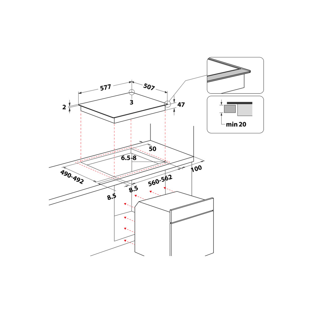 Bauknecht Piano cottura EKS 4471 IN Nero Radiant vitroceramic Technical drawing