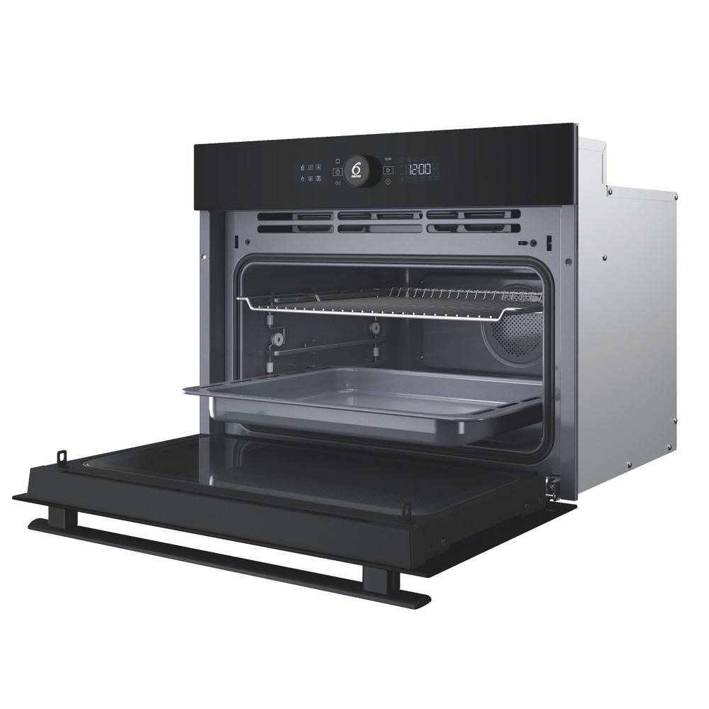 Whirlpool Microgolfoven Inbouw WCW46HMB Zwart Mechanisch en elektronisch 53 Combimicrogolfoven 950 Perspective open