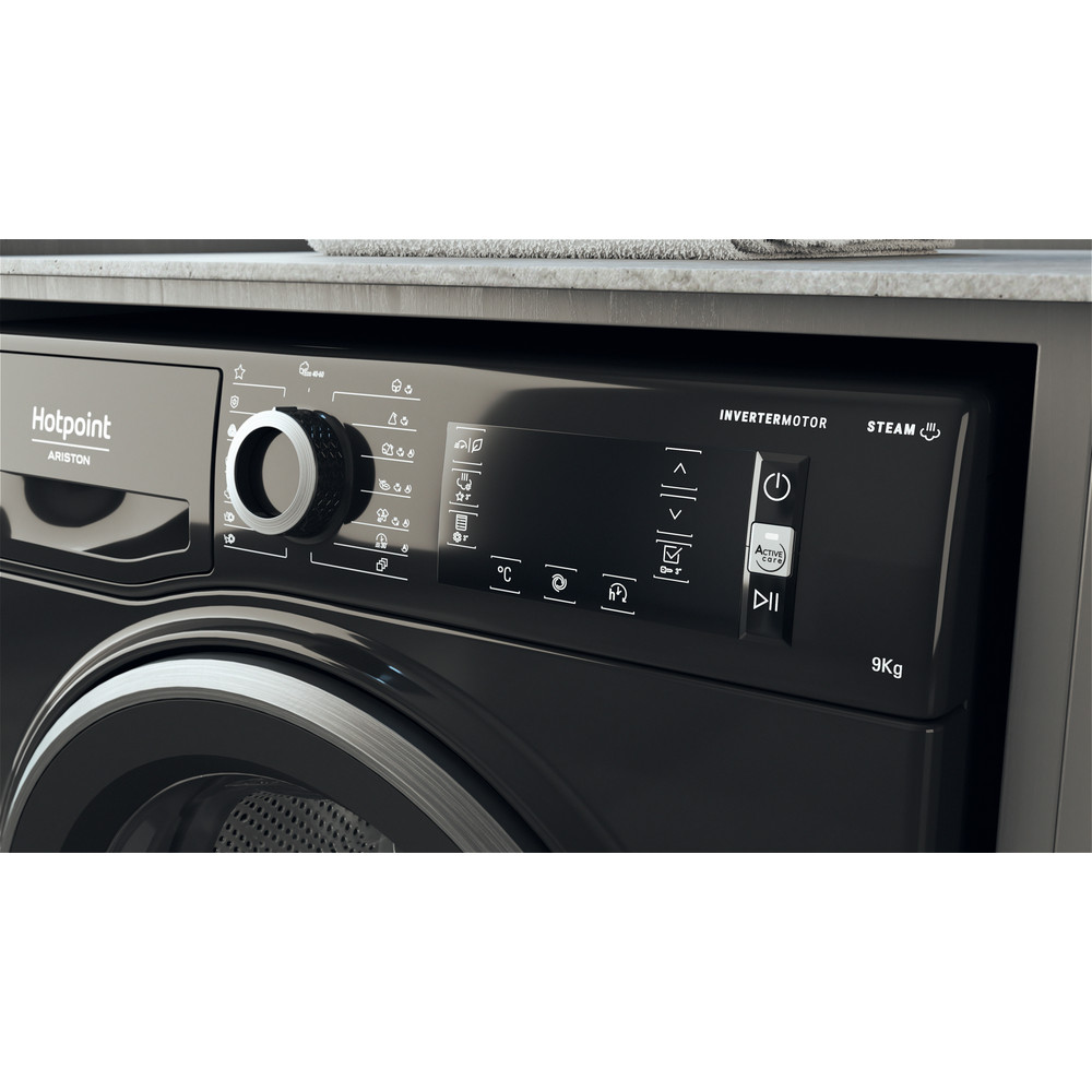 Hotpoint_Ariston Maşină de spălat rufe Neincorporabil NLCD 946 BS A EU N Negru Încărcare frontală A Lifestyle control panel