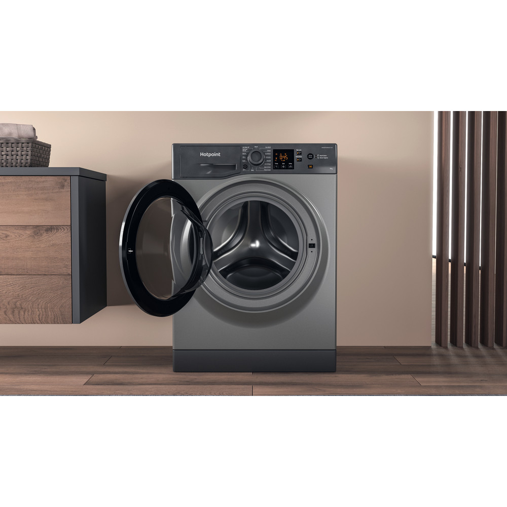 Hotpoint Washing machine Free-standing HNR9 W64 GG IRE Graphite Front loader A Lifestyle frontal open