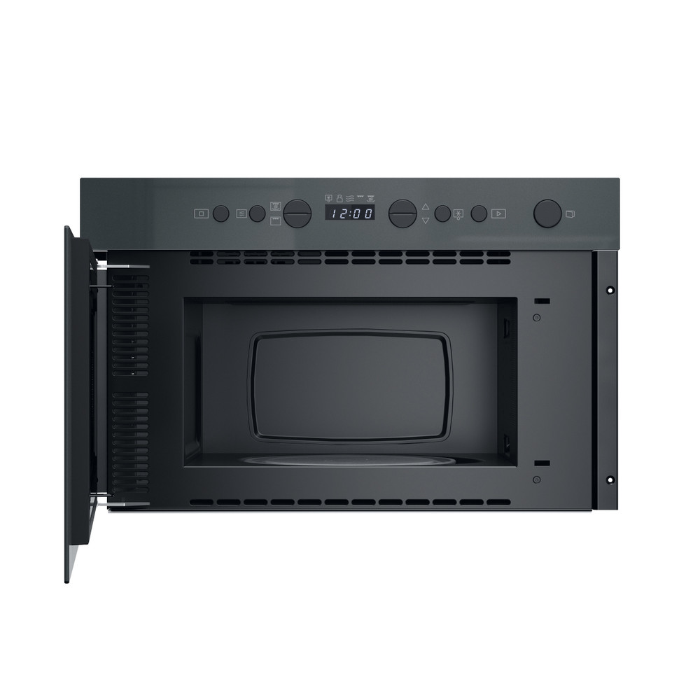 Whirlpool Microondas Encastre WMN14BSG Stardust grey glossy Electrónico 22 MW + Función Grill 750 Frontal open