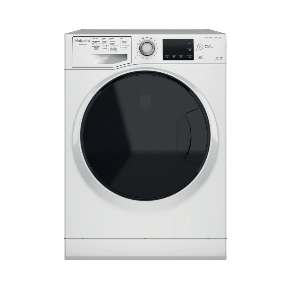 Hotpoint_Ariston Máquina de lavar e secar roupa Livre Instalação NDB 864489 WDA SPT Branco Carga Frontal Frontal