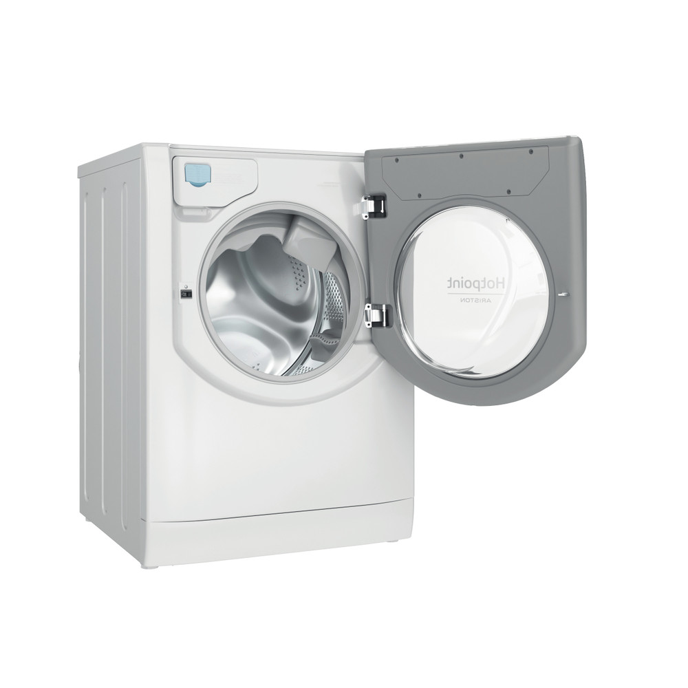 Hotpoint_Ariston Lavante-séchante Pose-libre AQD1072D 697 EU/A N Blanc Lave-linge frontal Perspective open