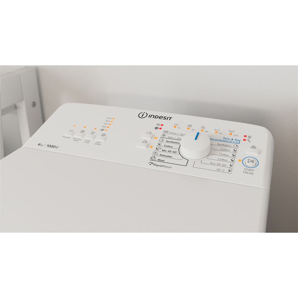 Indesit Πλυντήριο ρούχων Ελεύθερο BTW L60400 EE/N Λευκό Top loader C Lifestyle control panel