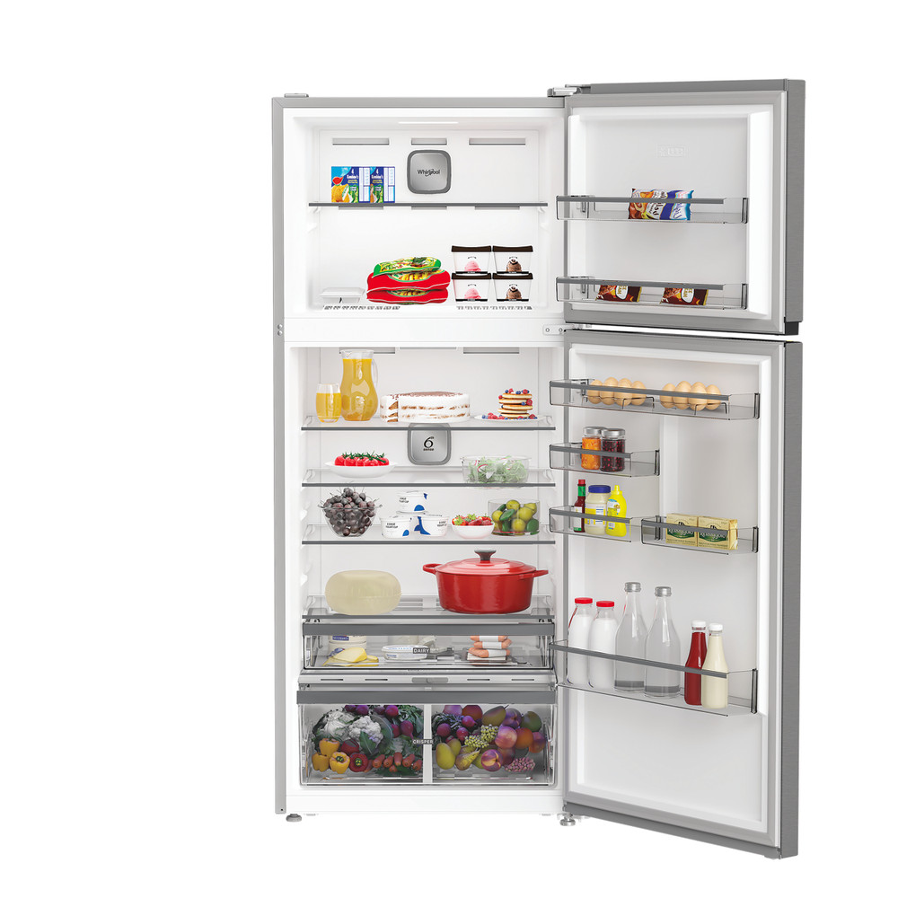 Whirlpool Kombinovaná chladnička s mrazničkou Voľne stojace WHD2 6553 X5E New Silver – ARC 1035 2 doors Lifestyle frontal open