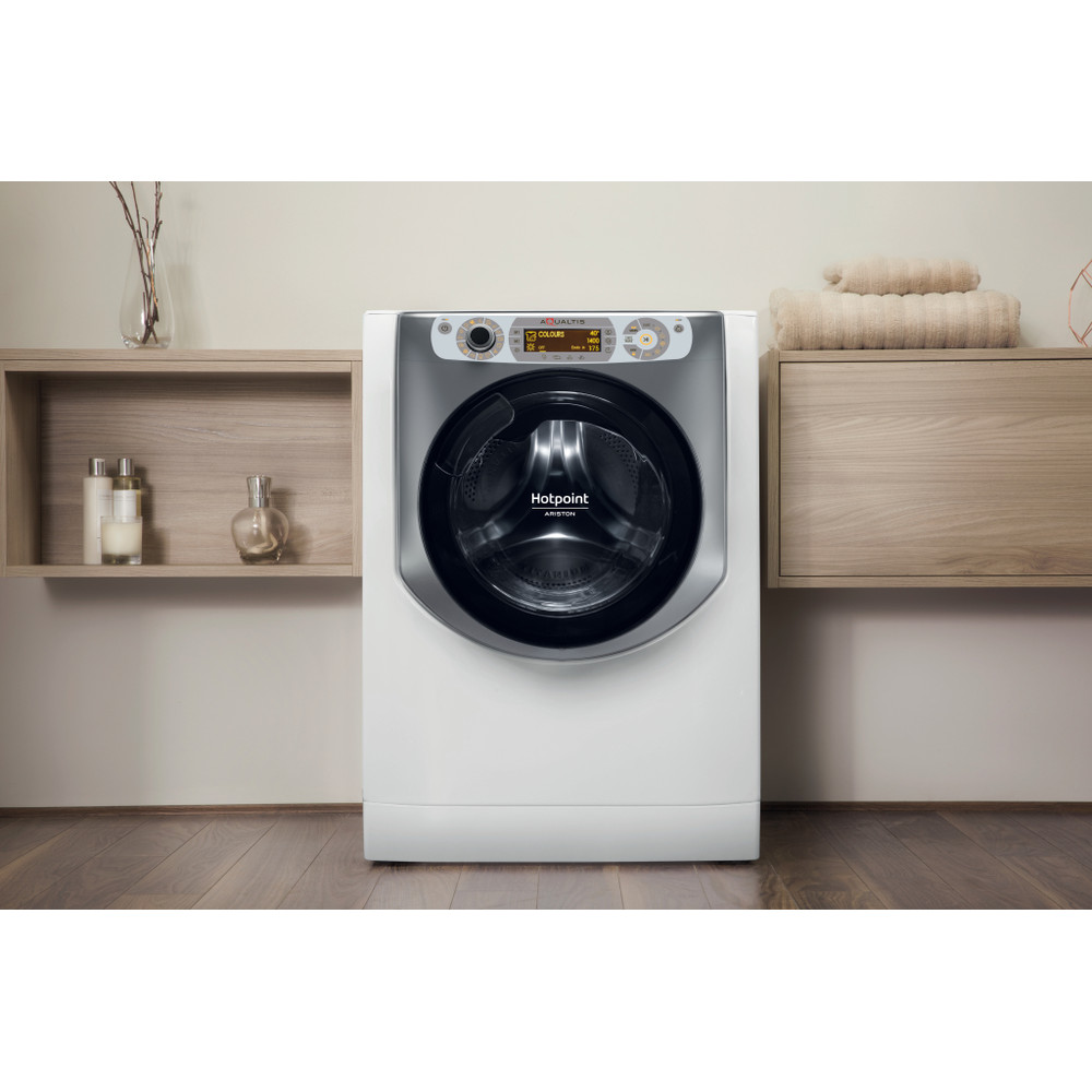 Hotpoint_Ariston Lavante-séchante Pose-libre AQD1072D 697 EU/A N Blanc Lave-linge frontal Lifestyle frontal