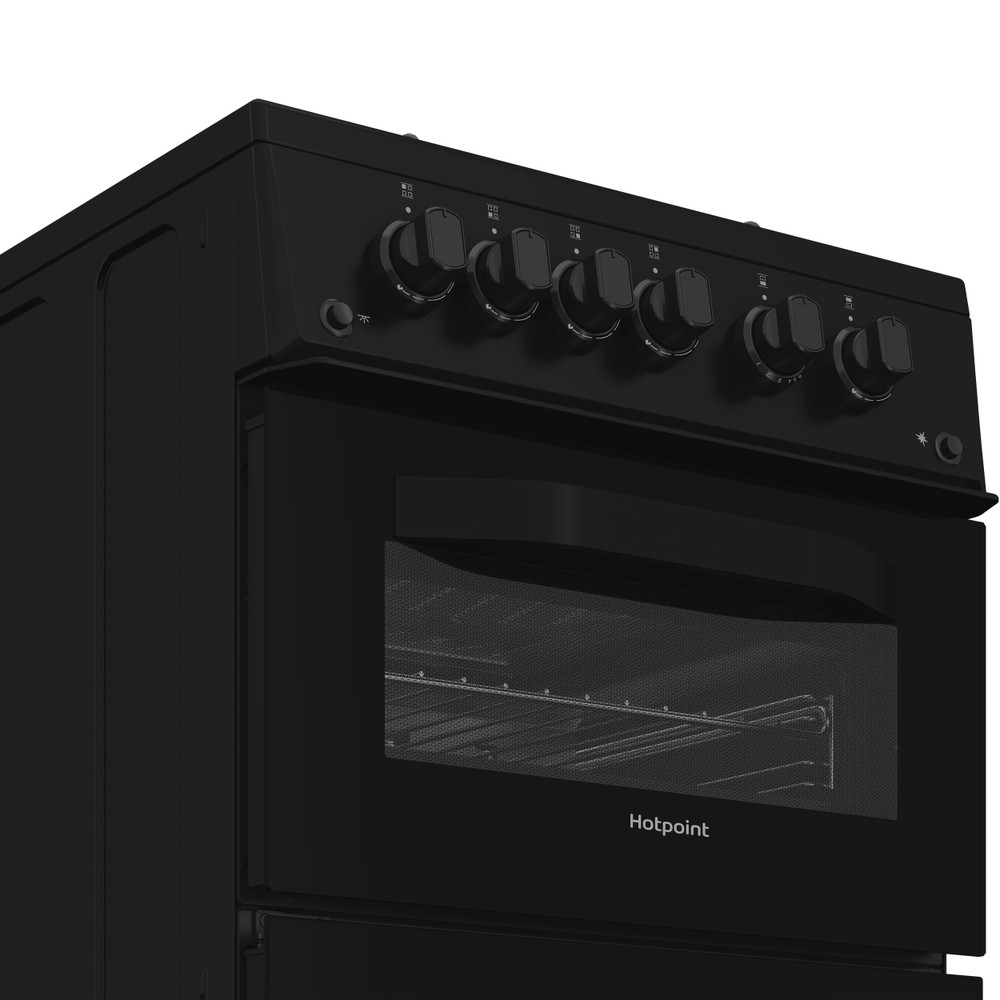 Hotpoint Double Cooker HTG5GCB Black A+ Enamelled Sheetmetal Control panel