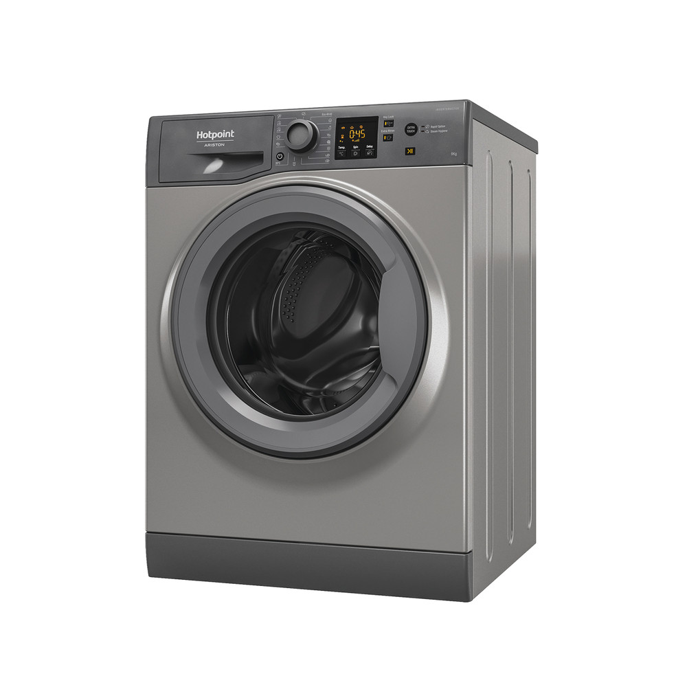 Hotpoint_Ariston Lave-linge Pose-libre NSWM 946 GG FR Graphite Lave-linge frontal A Perspective