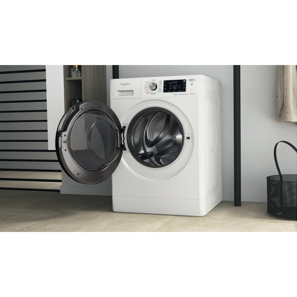 Whirlpool Máquina de lavar e secar roupa Livre Instalação FFWDD 1074269 BV SPT Branco Carga Frontal Lifestyle perspective open