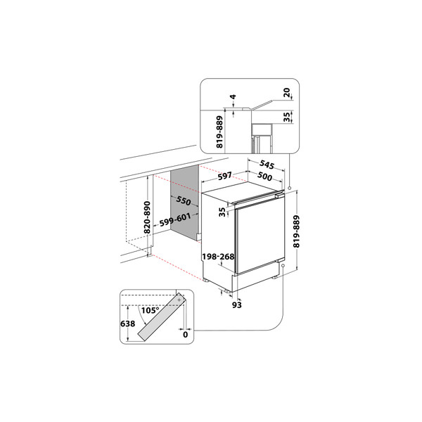 Indesit Refrigerator Built-in INBUL011.UK Steel Technical drawing