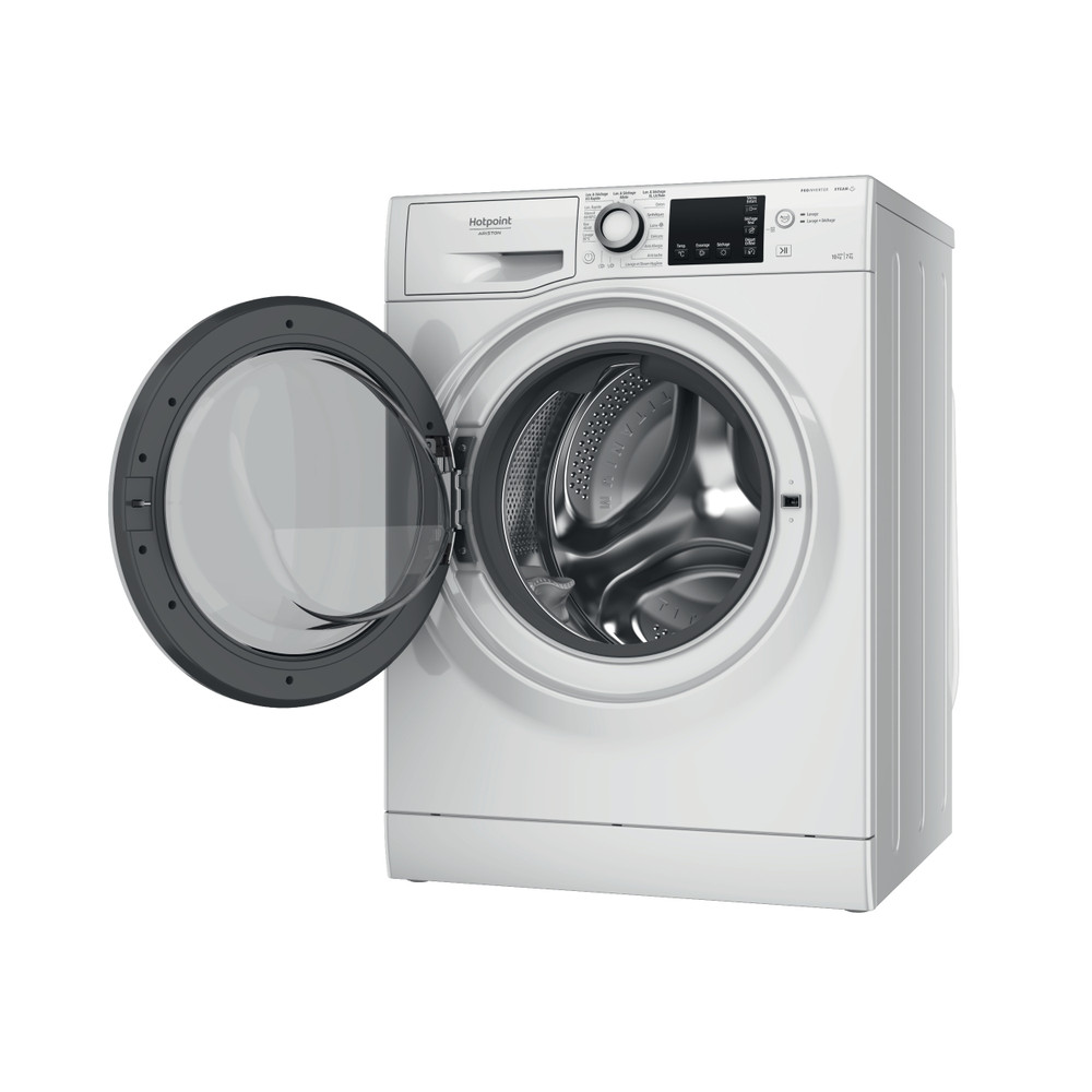 Hotpoint_Ariston Lavante-séchante Pose-libre NDBD 107489 WSA FR Blanc Lave-linge frontal Perspective open