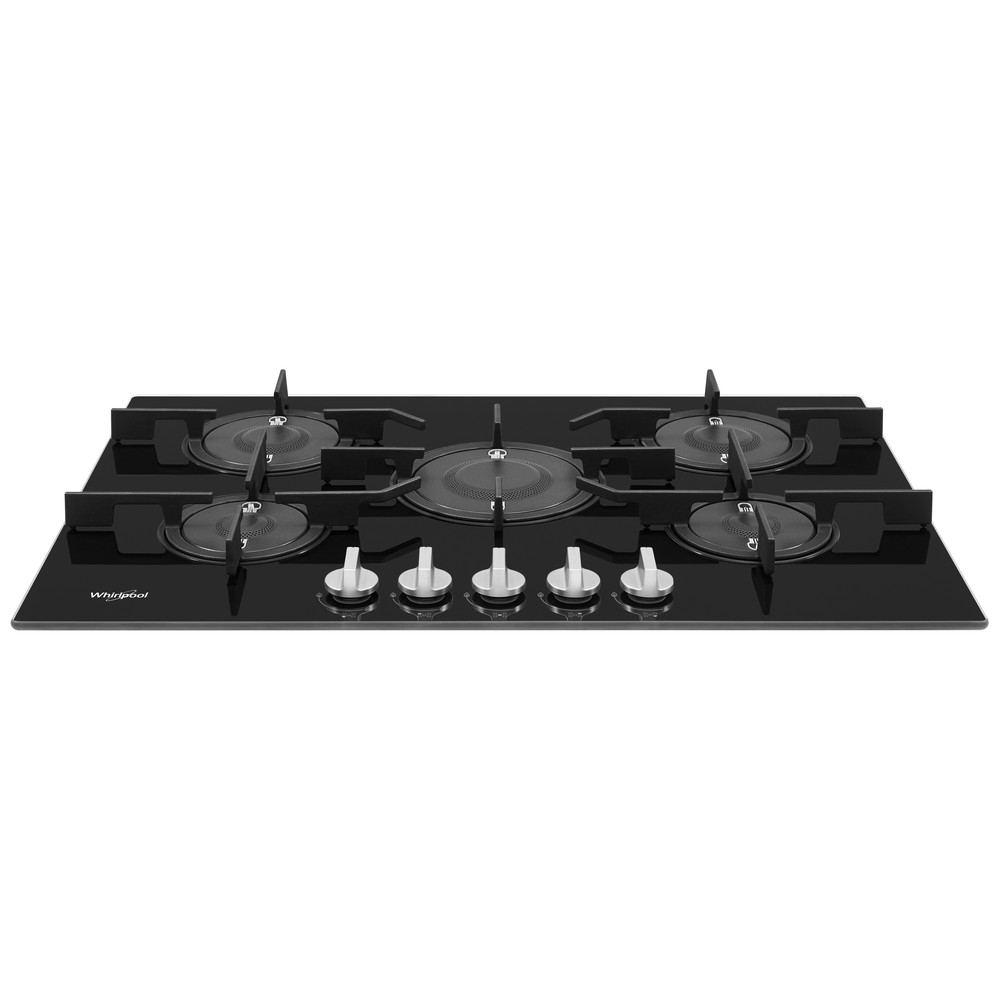 Whirlpool Table de cuisson POW 75D2/NB Noir GAS Frontal top down