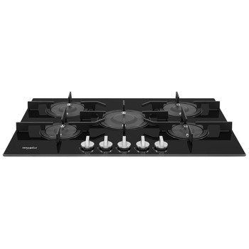 Whirlpool Table de cuisson POW 75D2/NB Noir GAS Frontal top down