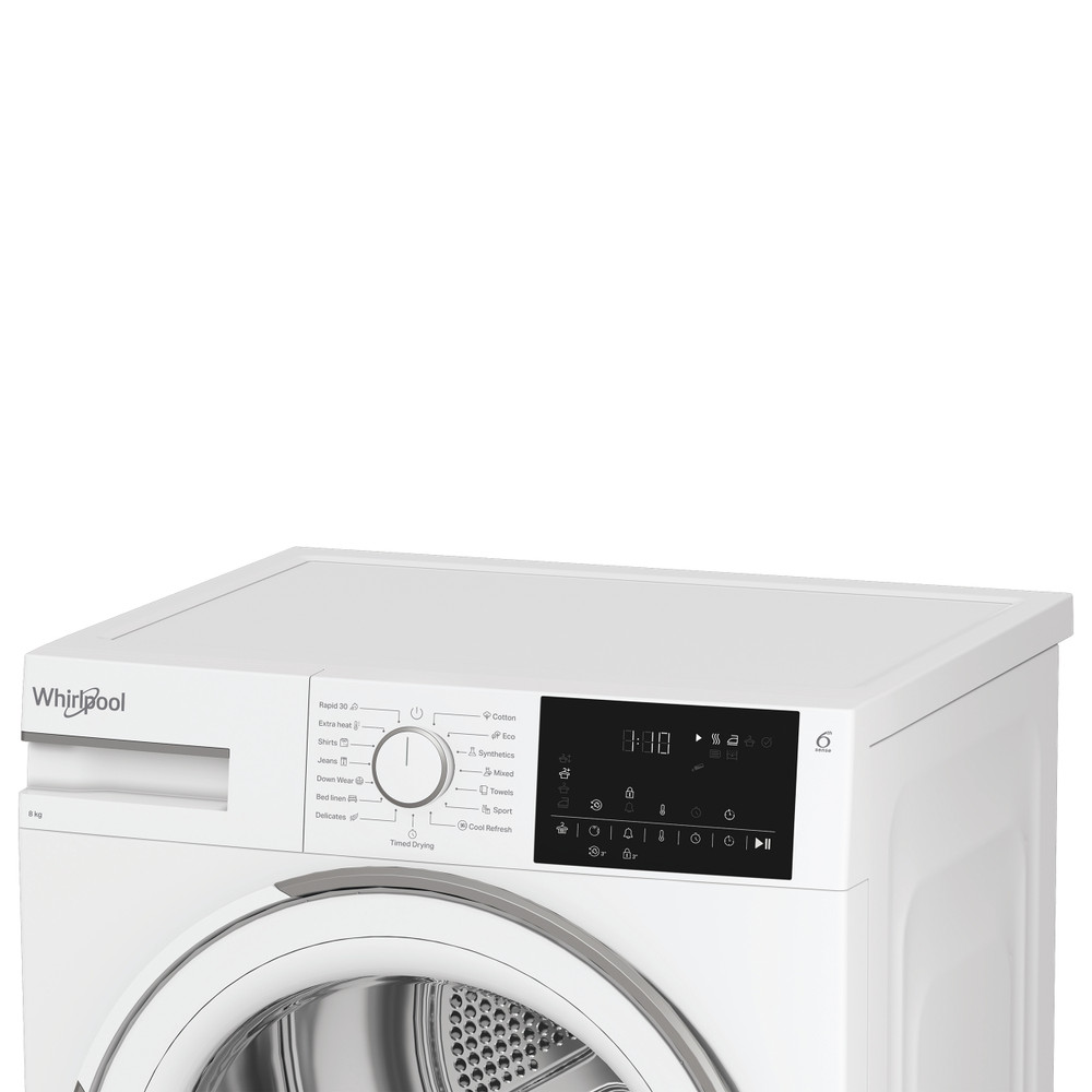 Whirlpool Tørketrommel D8 6BDWW EE Hvit Lifestyle control panel
