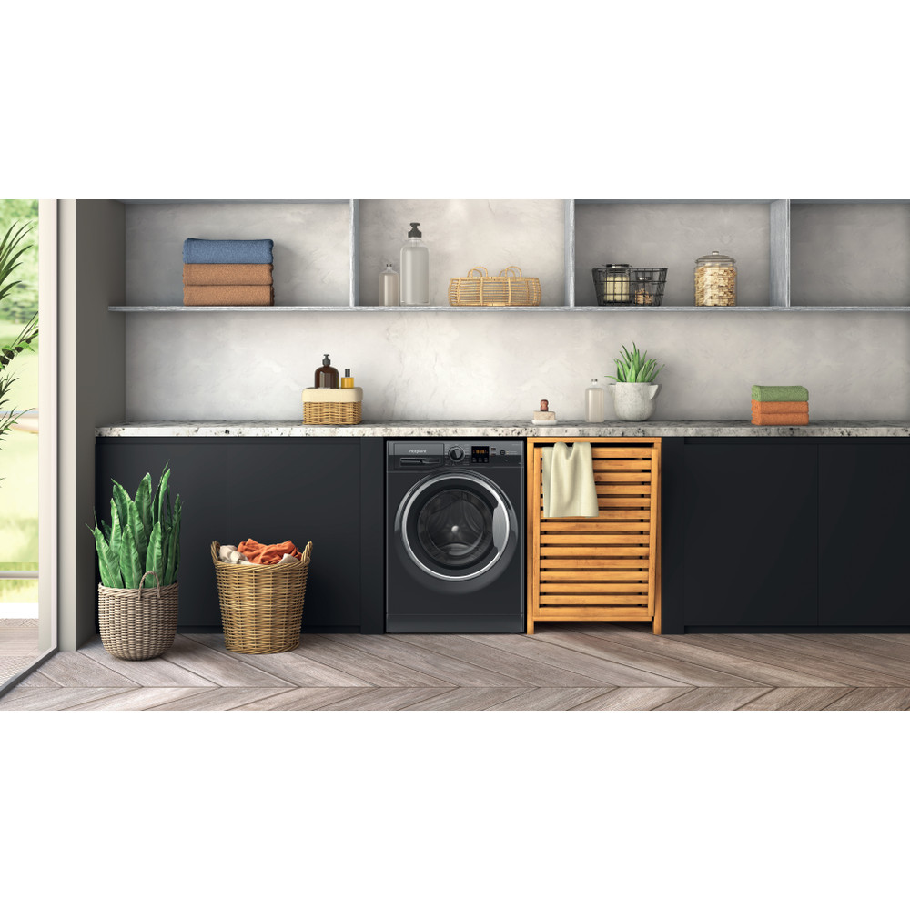 Hotpoint Washing machine Free-standing HNR9 W64 BS IRE Black Front loader A Lifestyle frontal