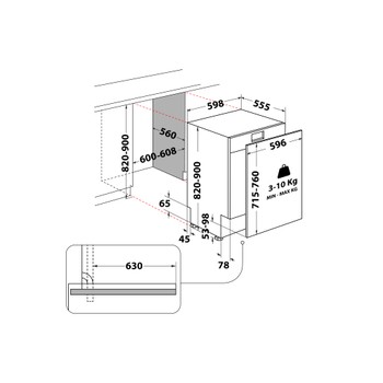 Whirlpool Perilica posuđa Ugradbeni W8I HT40 T Full-integrated C Technical drawing