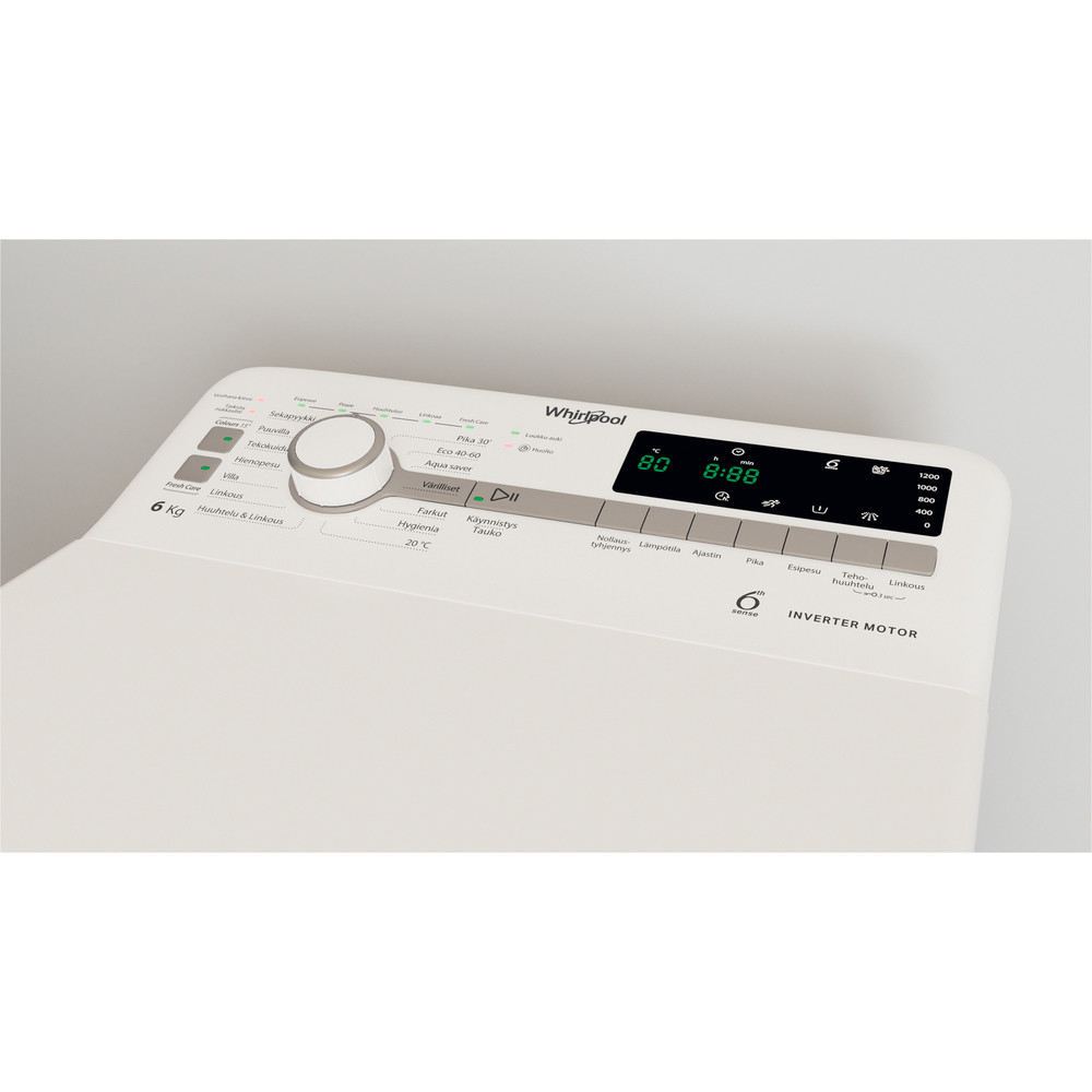 Whirlpool Vaskemaskin Frittstående TDLR 6251BS FN Hvit Top loader B Lifestyle control panel