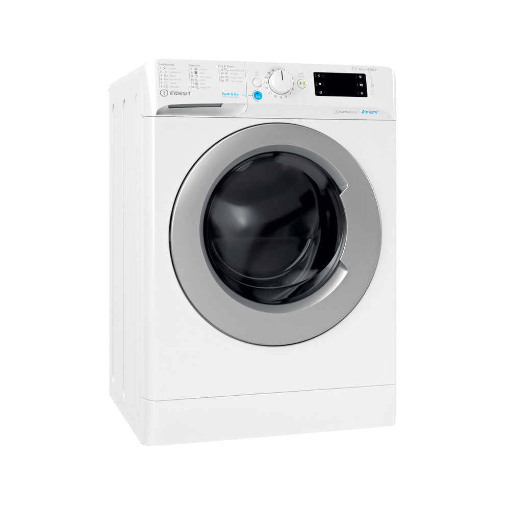 Indesit Perilica i sušilica Samostojeći BDE 761483X WS EE N Bijela Prednje punjenje Perspective