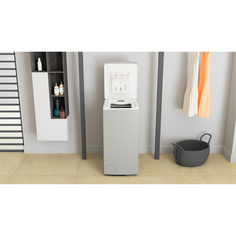 Whirlpool Maşină de spălat rufe Independent TDLRS 7232BS EU Silver Încărcare Verticală D Lifestyle frontal open