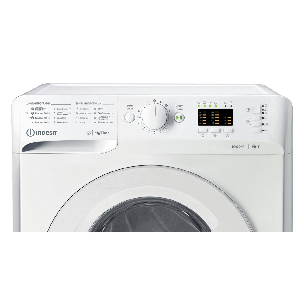 Indesit Пральна машина Соло OMTWSA 61052 W UA Білий Front loader A++ Control panel