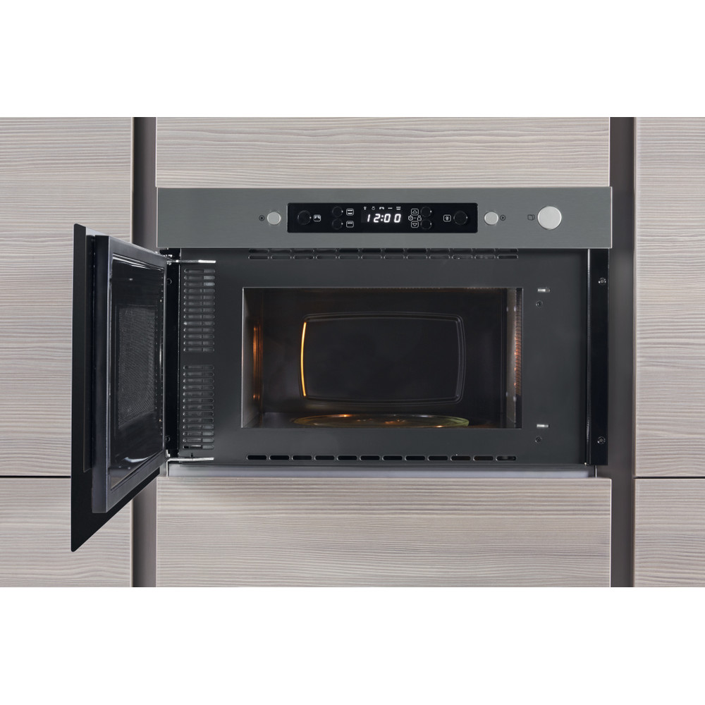 Whirlpool Mikrohullámú sütő Beépíthető AMW 439/IX Rozsdamentes acél Elektromos 22 Mikrohullám+Grill funkció 750 Lifestyle frontal open