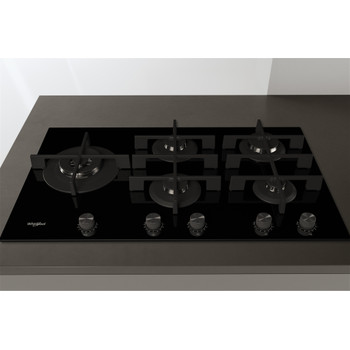 Whirlpool Hob GOWL 958/NB Black Gas Lifestyle frontal top down