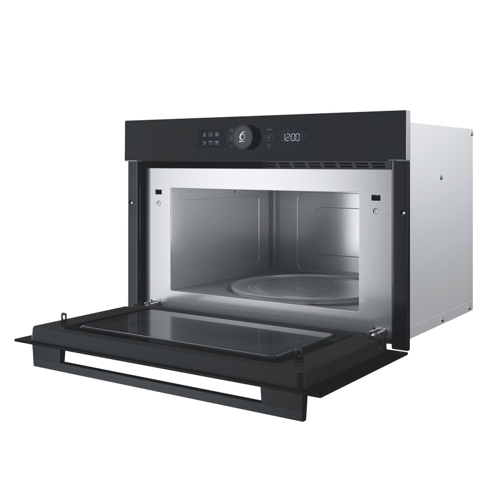 Whirlpool Mikrovlnná trouba Vestavné WMD54MT Black Matte Elektronické 31 Mikrovlny + Gril 1000 Perspective open