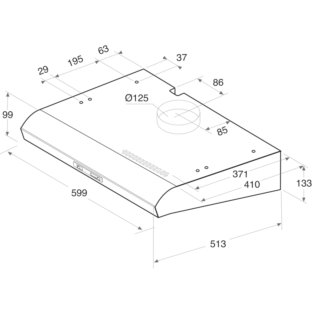 Hotpoint HOOD Built-in PSLMO 65F LS X Inox Built-in Mechanical Technical drawing