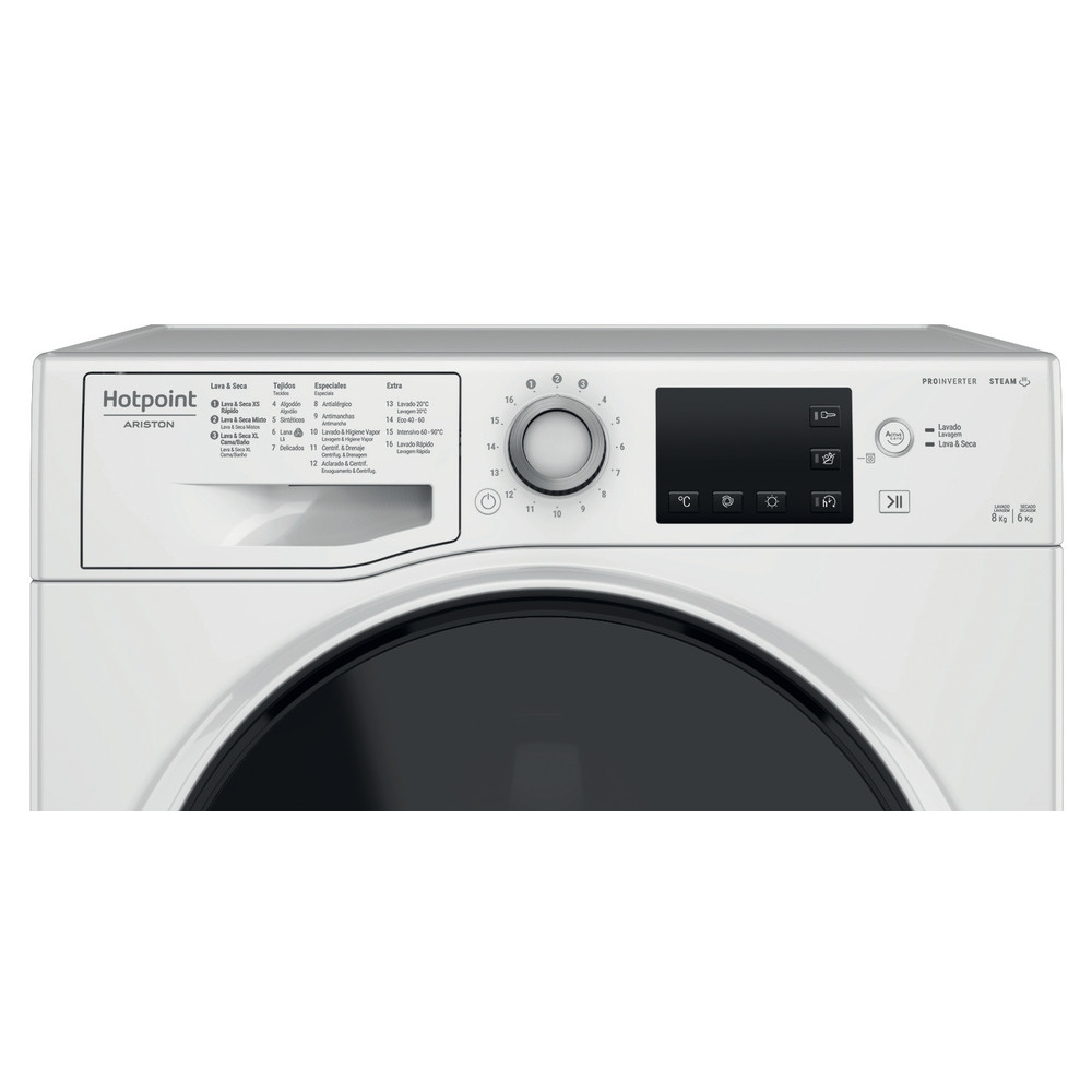 Hotpoint_Ariston Máquina de lavar e secar roupa Livre Instalação NDB 864489 WDA SPT Branco Carga Frontal Control panel