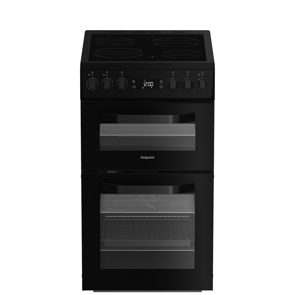 Hotpoint Double Cooker HDE5VDCB Black A Enamelled Sheetmetal Frontal